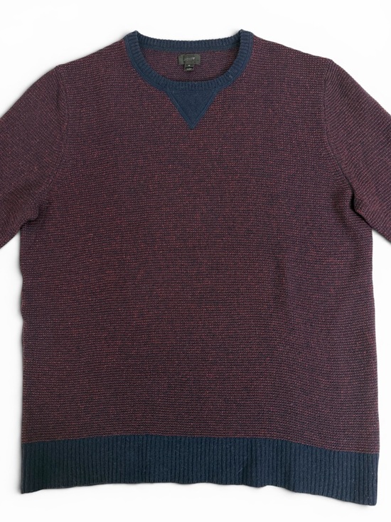 J. Crew Other - *Rare* J. Crew Sample Merino Waffle Knit Burgundy & Navy Crewneck Sweater Medium